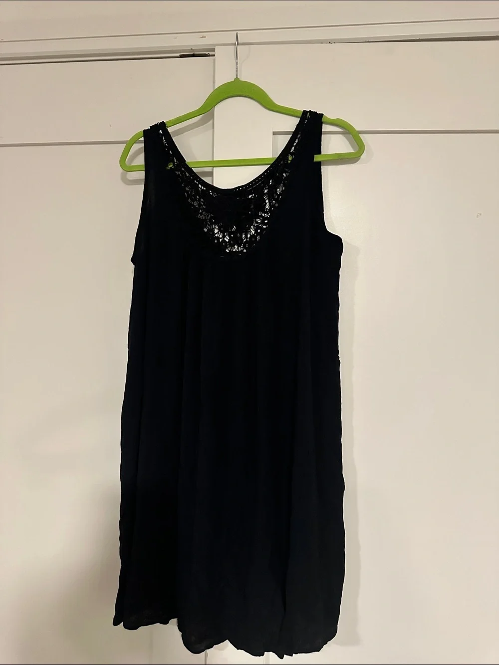 Ellos -  Black Crochet-Trim Swim Coverup,Size:22